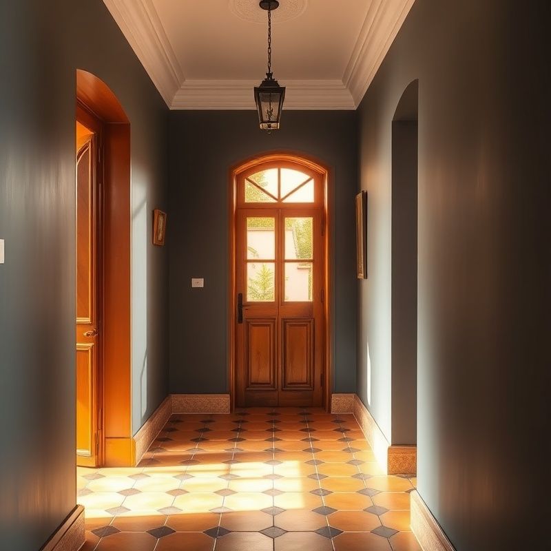 Interior de un pasillo reformado con luz mediterránea en Murcia
