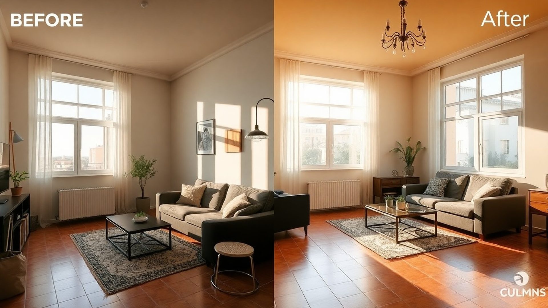 Salón de un piso reformado en Murcia con luz mediterránea